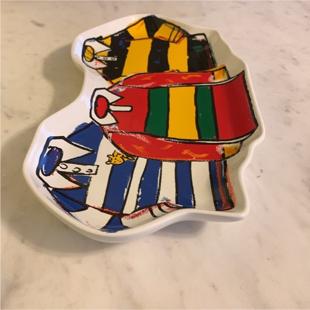 Rowing Blazers LIMITED EDITION Rugby Stripe Shirts Ceramic Stoneware Tray - Picture 8 of 12